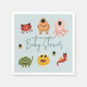 Boys Modern and Cute Colourful Monster Baby Shower Napkin
