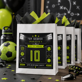 Boys Modern Black Sports Kids 10th Birthday Favour Bag