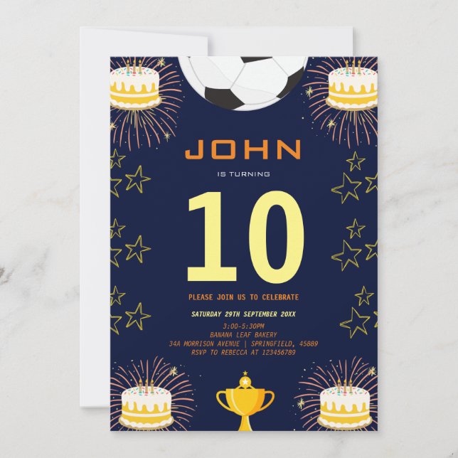 Boys Modern Blue Sports Kids Birthday Invitation (Front)
