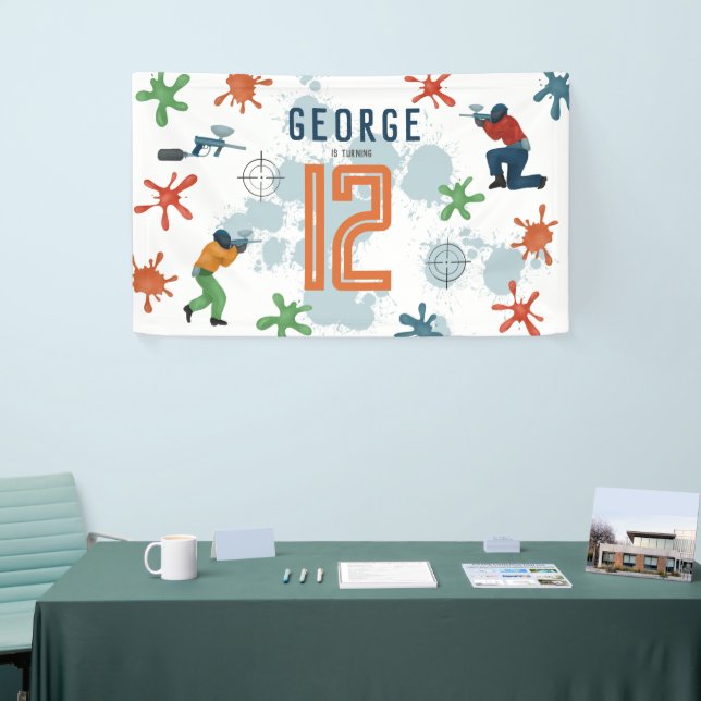 Boys Modern Paintball Party Sports Kids Birthday Banner (Tradeshow)
