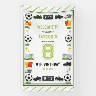 Boys Modern Sports Soccer Kids 8th Birthday Party Banner