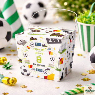 Boys Modern Sports Soccer Kids 8th Birthday Party Favor Box