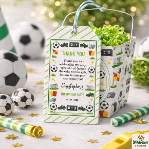 Boys Modern Sports Soccer Kids 8th Birthday Party Gift Tags