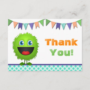 Boys Monster Birthday Bash Thank You Card (flat)