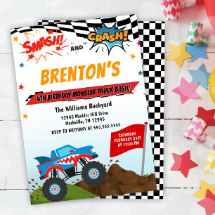 Boys Monster Truck Birthday Invitation