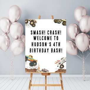 Boys Monster Truck Customizable Birthday Party Poster