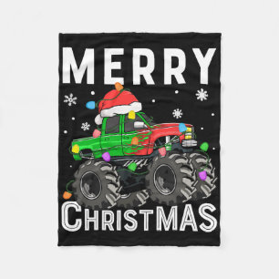 Boys Monster Truck Merry Christmas Santa Hat Toddl Fleece Blanket