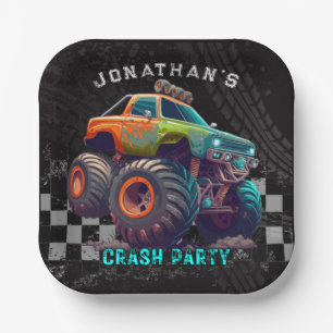 Boys Monster Truck Rally Birthday Party Paper Plate