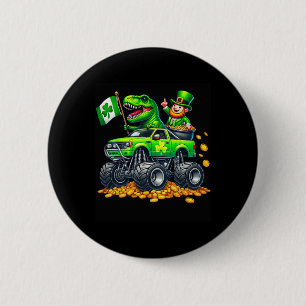 Boys Monster Truck T-rex Leprechaun St Patricks Da 2 Inch Round Button