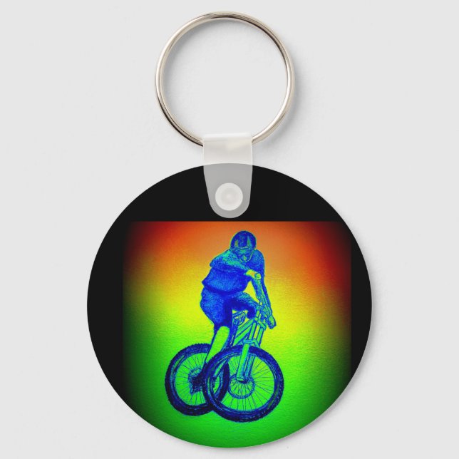 Boys mountain bike T Shirt presents MTB Key Ring (Front)
