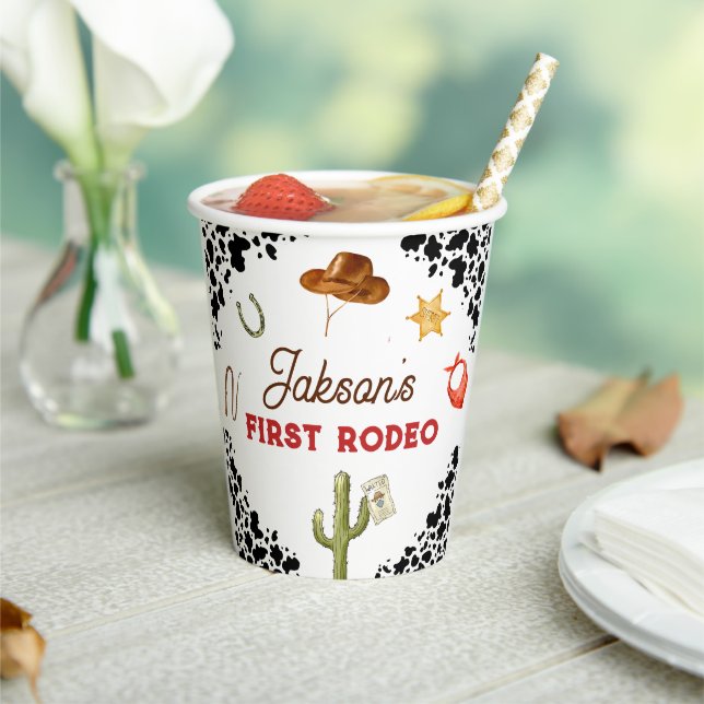 Boys My First Rodeo Cowboy 1st Birthday Paper Cups (Insitu)