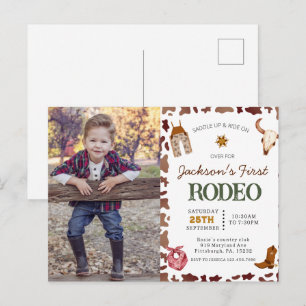 Boys My First Rodeo Cowboy 1st Birthday photo Postcard