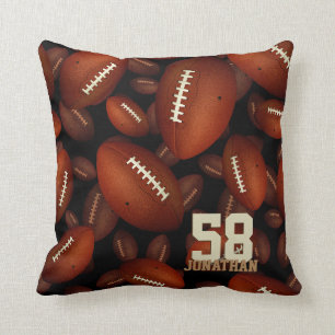 Boys' name and jersey number football throw pillow