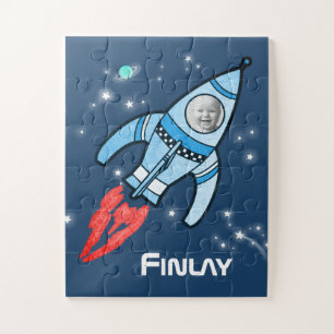 Boys name and photo rocket space kids jigsaw jigsaw puzzle