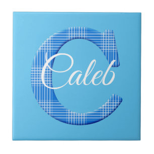Boys Name Custom Plaid Letter C Tile