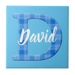 Boys Name Custom Plaid Letter D Tile
