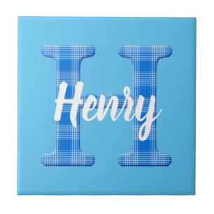 Boys Name Custom Plaid Letter H Tile