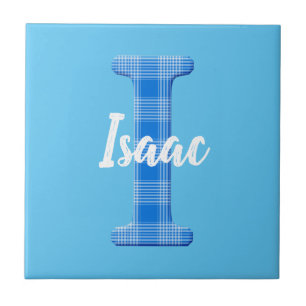 Boys Name Custom Plaid Letter I Tile