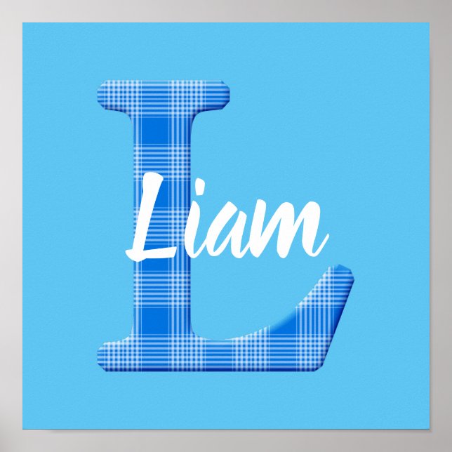 Boys Name Custom Plaid Letter L Poster (Front)