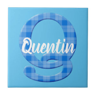 Boys Name Custom Plaid Letter Q Tile