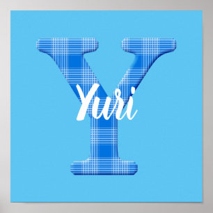 Boys Name Custom Plaid Letter Y Poster