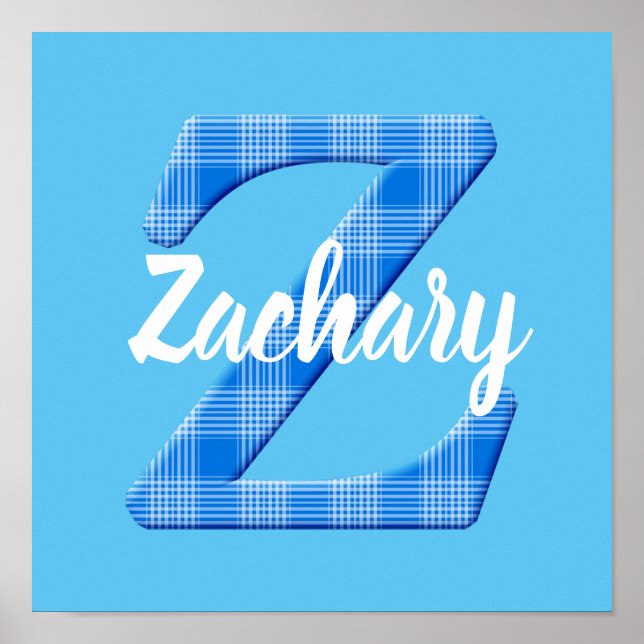 Boys Name Custom Plaid Letter Z Poster (Front)