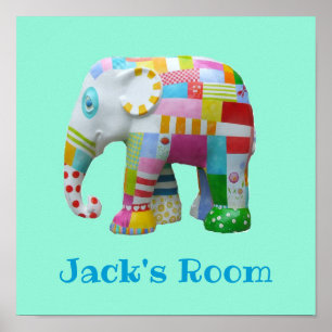 Boy's name Cute toy patchwork elephant Poster