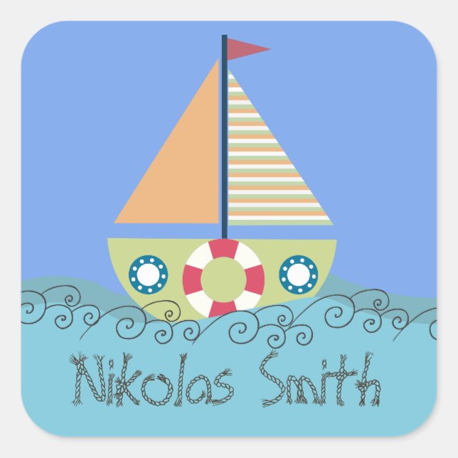 Boys Name Personalized Name Label Sticker (Front)