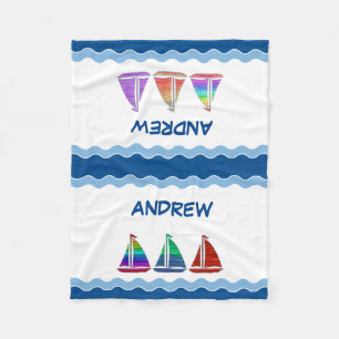 Boys Nautical Monogram Fleece Blanket