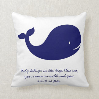 Boy's Navy Blue Ocean Theme Whale Pillow