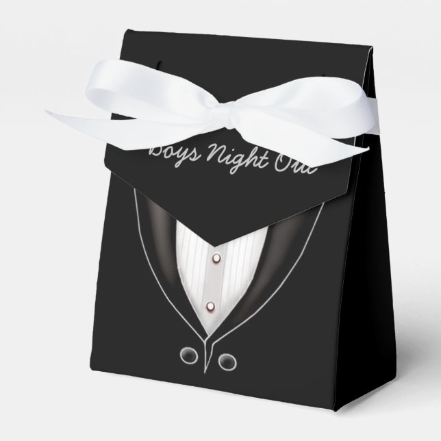 Boys Night Out Tuxedo Tent Favor Box (Front Side)