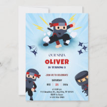 Boys Ninja Warrior 3 Invitations de fête d'anniver