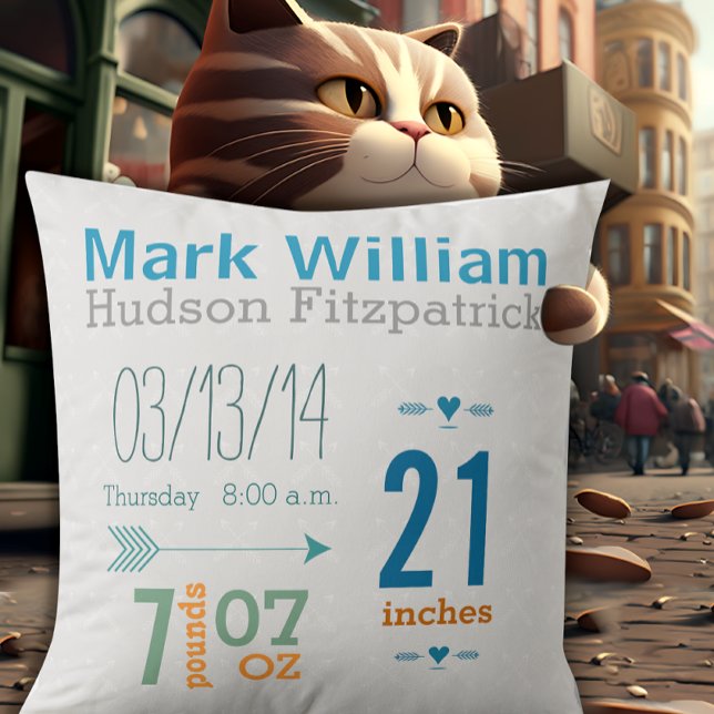 Boy's Nursery Room Baby Stat Arrow Pattern Throw Pillow (Creator Uploaded)