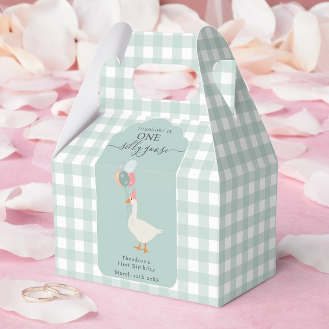 Boy's One Silly Goose 1st Birthday Party Favor Box (Wedding)