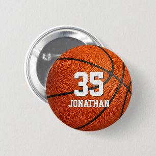 boys or girls basketball personalized 2 inch round button