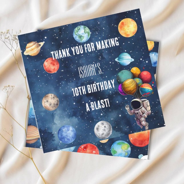 Boys Outer Space 10th Trip Around the Sun Birthday Thank You Card (Creator Uploaded)