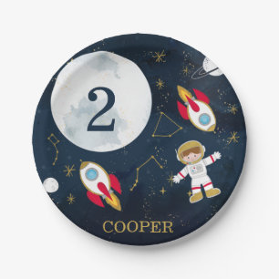 Boy's Outer Space Birthday Party Paper Plate