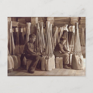 Boys Packing Brooms, 1908 Postcard