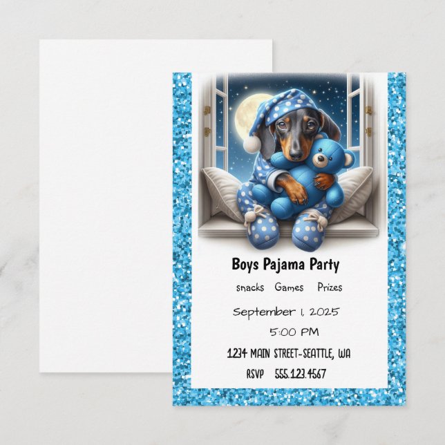 BOYS PAJAMA PARTY INVITATION (Front/Back)
