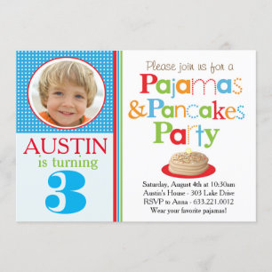 Boy's Pancakes & Pyjamas Party Invitation (Photo)