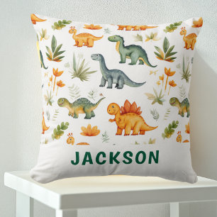 Boys Personalised Cute Dinosaur Pattern Throw Pillow