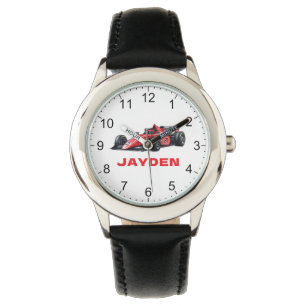Boys Personalised Red Racing Car Watch
