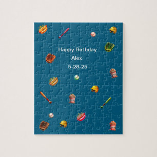Boy's personalized baseball jigsaw puzzle