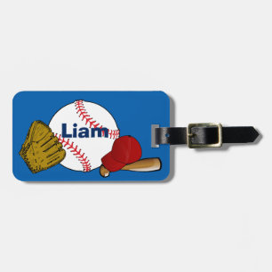 Boys Personalized Baseball Theme Luggage Tag