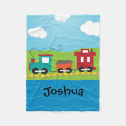 Boy's Personalized Choo Choo Train Fleece Blanket