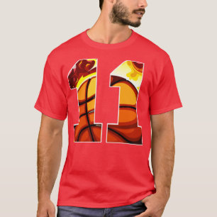 Boys Personalized Custom Number 11 Basketball Gift T-Shirt