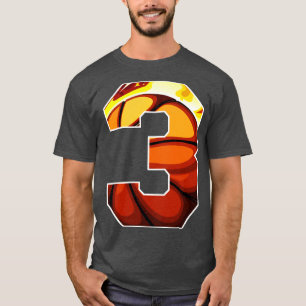 Boys Personalized Custom Number 3 Basketball Gift T-Shirt