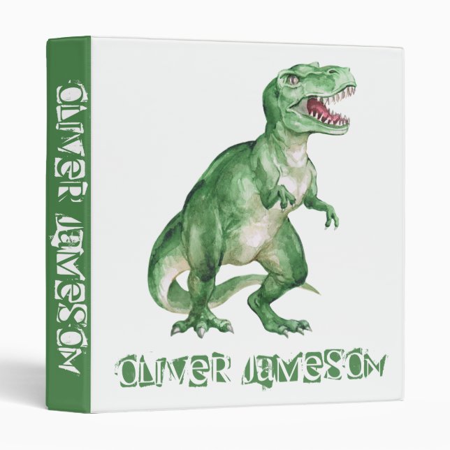 Boy's Personalized Dinosaur T Rex Kid's Binder (Front/Spine)