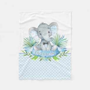 Boys Personalized Elephant Baby Blanket