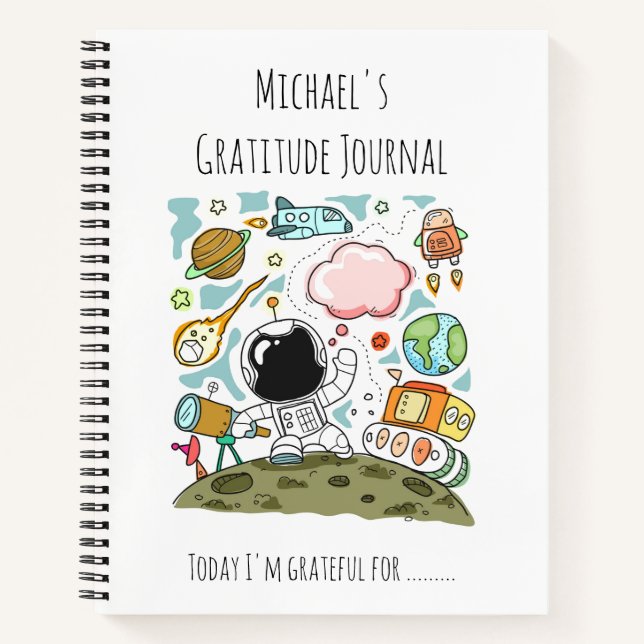 BOYS Personalized Gratitude Journal Space Theme 3 (Front)